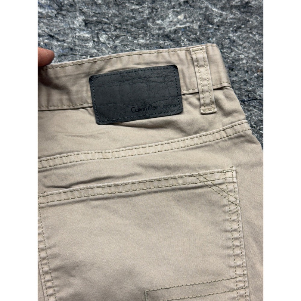 Calvin Klein Jeans Mens 34x34 Straight Leg Khaki Tan Cotton Stretch Pants - Picture 12 of 13